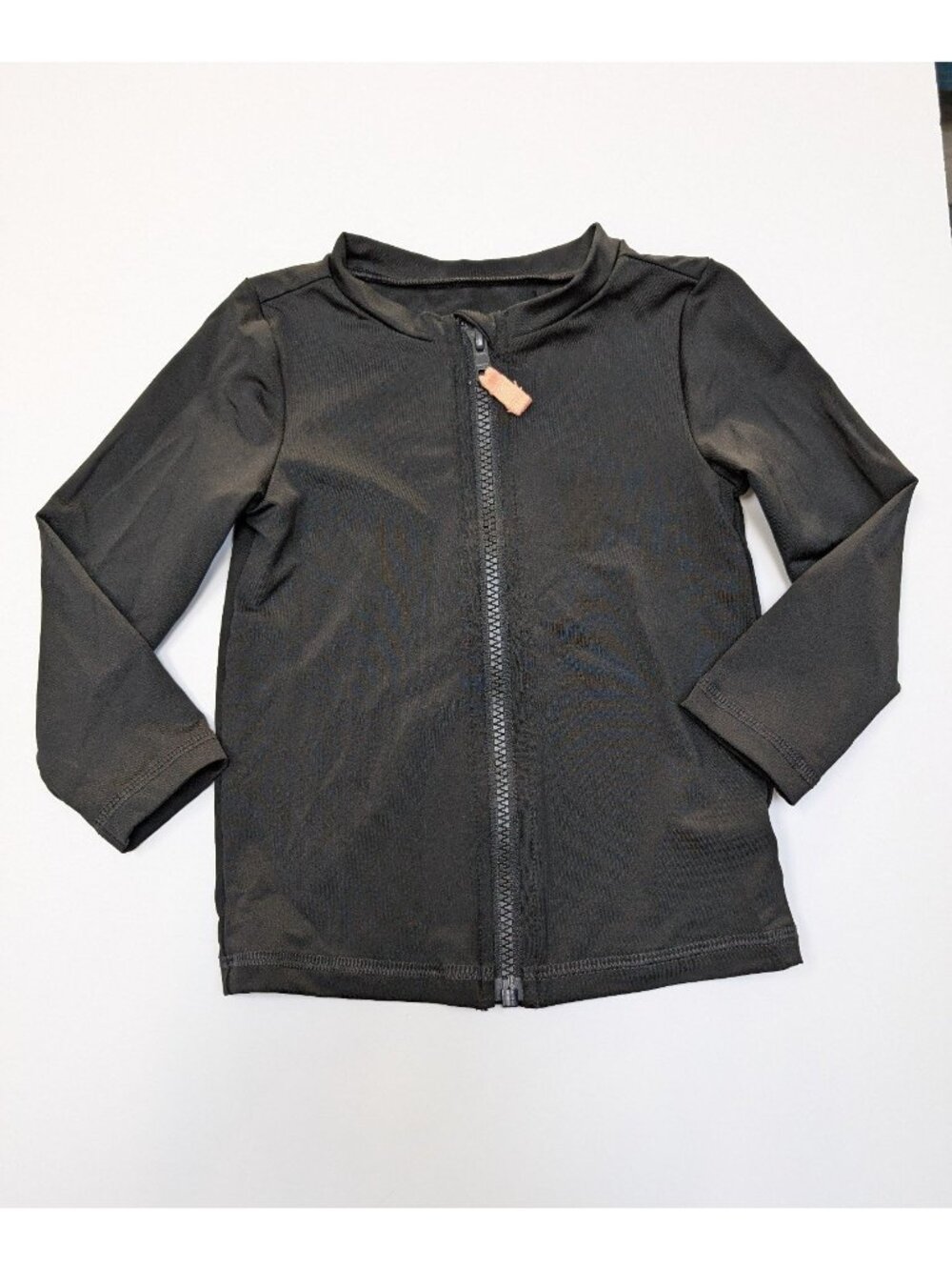 Black Swim Zipper Rash Guard Zip up 2T Cat & Jack Swimsuit Top Long Sleeve